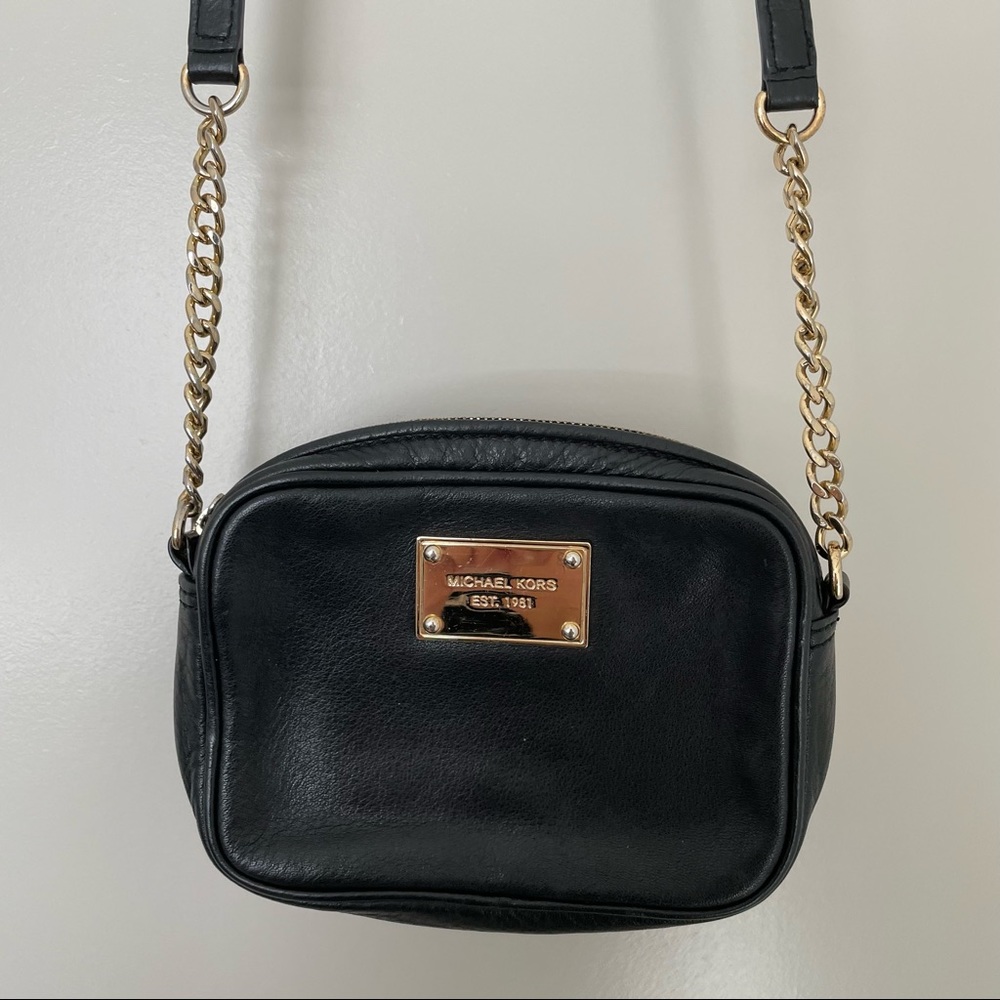 Michael Kors Black Leather Mini Crossbody Bag